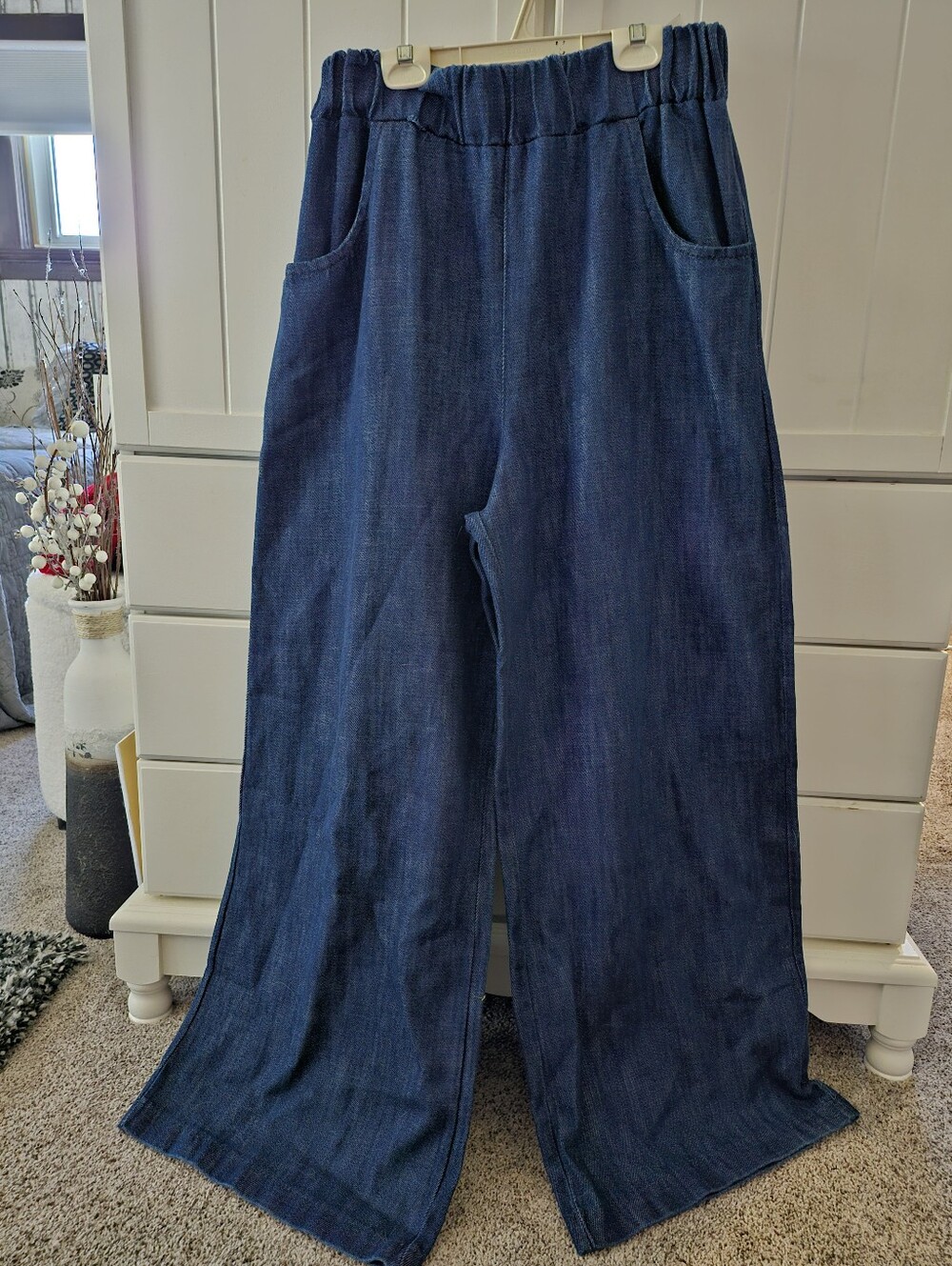 Vanessa MILANO Womans Wide-Leg, And Wide Elastic Waist Jeans -  Dark Blue SZ L